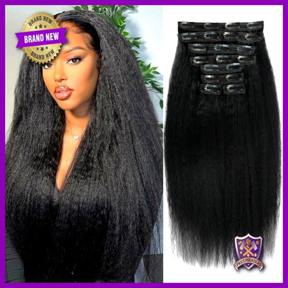 Kinky Straight Clip-In Human Hair Extensions 12 Inch 8 Pieces 110g main image 5